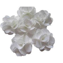 15pcs Burlap Flower Roses,3D Fabric Flowers 2.25Inch - White