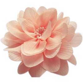 5pcs Large 4" Chiffon Beads 4D Flower - Peach