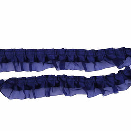 12y Satin Organza Lace Trim 1.5" - Navy