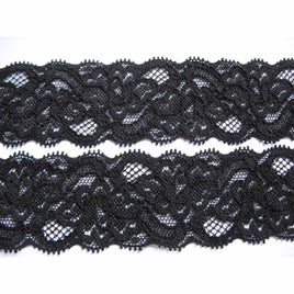 10 Yards 1.5" Soft Elastic Lace Trim-Black