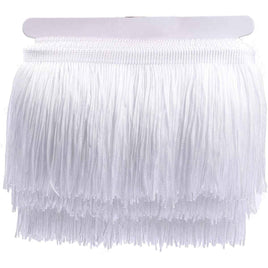 10Y 4" Wide Tassel Curtian Fringe Trim - White