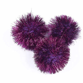 15pcs Glitter Tinsel Pom Balls 2 Inch - Fuschia