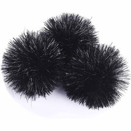 15pcs Glitter Tinsel Pom Balls 2 Inch - Black