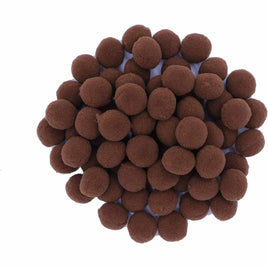 100pcs 1 inch Craft Pom Poms Balls - Brown