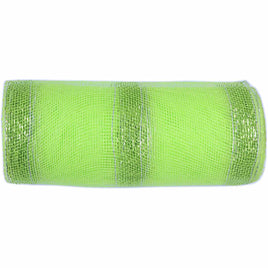 10 inch x 30 feet(10 Yards) Metallic Deco Poly Mesh Ribbon Multicolor Lime