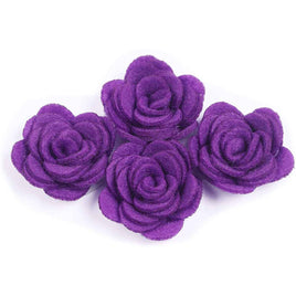 20 Felt Flower Rose 1.5" - Purple