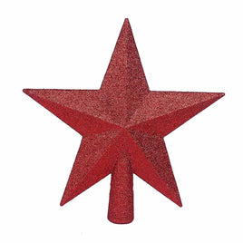 1pcs Glitter Star Tree Topper 10"- Red