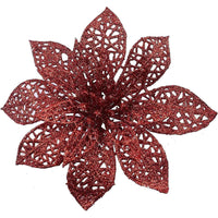 12pcs Glitter Poinsettia Flowers 6“- U Pick