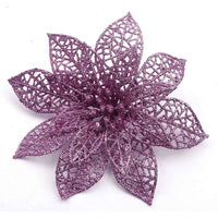 12pcs Glitter Poinsettia Flowers 6“- U Pick