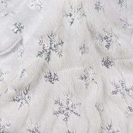 1 yard Faux Fur Fabric by the yard with Sequin Snowflake-White/Silver Sequin