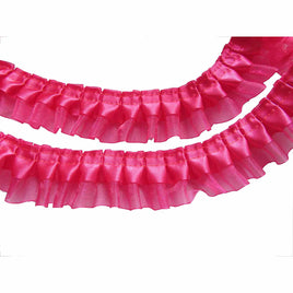 12y Satin Organza Lace Trim 1.5" - Hot Pink