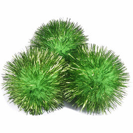 15pcs Glitter Tinsel Pom Balls 2 Inch - Lime