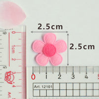 90pcs Padded Felt Flower W/Center 1" Embellishment - 9 colors