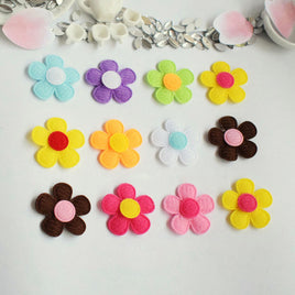 90pcs Padded Felt Flower W/Center 1" Embellishment - 9 colors