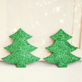 Wholesale Padded Glitter Tree 2.5" Embellishment - Green