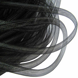 15 Yards Solid Mesh Tube Deco Flex for Wreaths Cyberlox CRIN 8mm 3/8 Inch(NO FOIL) - 8mm Solid Black