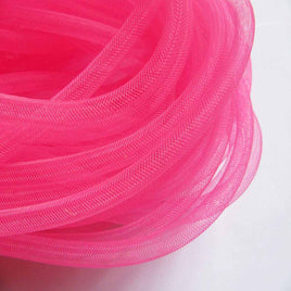 15 Yards Solid Mesh Tube Deco Flex for Wreaths Cyberlox CRIN 8mm 3/8 Inch(NO FOIL) - 8mm Solid Neon Pink