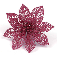 12pcs Glitter Poinsettia Flowers 6“- U Pick