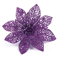 12pcs Glitter Poinsettia Flowers 6“- U Pick