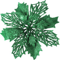 12pcs Glitter Poinsettia Flowers 6 Inch for Christmas Tree Ornaments Christmas Decorations-U Pick