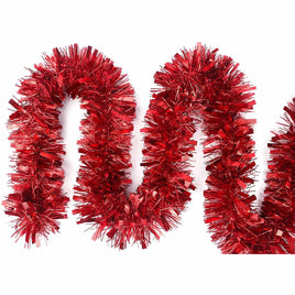 10 Yards Thick Metallic Foil Tinsel Garland 3.5 Inch - Red