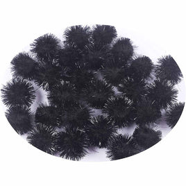 200pcs Glitter Tinsel Pom 5/8"(15mm) - Black