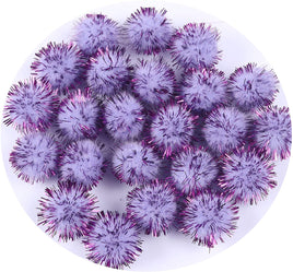 100pcs Glitter Tinsel Pom Balls 1" (25mm) - Lavender