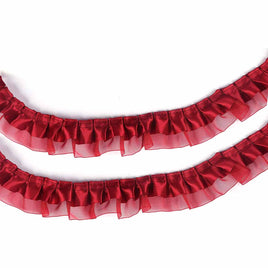 12y Satin Organza Lace Trim 1.5" - Burgundy