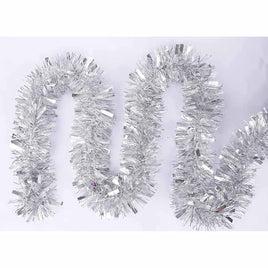 10 Yards Thick Metallic Foil Tinsel Garland 3.5 Inch - Silver