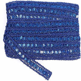 20 Yards Trish Sequin Metallic Braid Trim 7/8 Inch - Royal