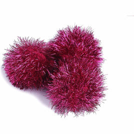 15pcs Glitter Tinsel Pom Balls 2 Inch - Hot Pink