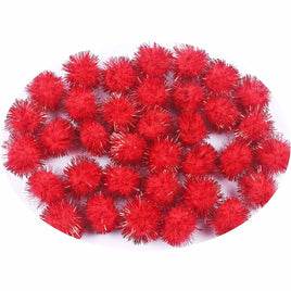 200pcs Glitter Tinsel Pom Balls 20mm-U PICK - Red