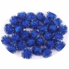 200pcs Glitter Tinsel Pom 5/8"(15mm) - Royal