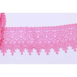 5 Yards Lace Edge Trim 3.5" wide - 3.5" Dark Pink