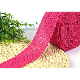 12 Yards Jute Wired Burlp Ribbon, 1.5" - Hot Pink