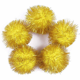 30pcs Glitter Tinsel Pom Balls 1.5" - Yellow