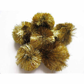 15pcs Glitter Tinsel Pom Balls 2 Inch - Gold