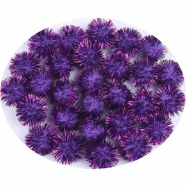 200pcs Glitter Tinsel Pom Balls 20mm-U PICK - Purple