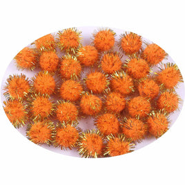 200pcs Glitter Tinsel Pom 5/8"(15mm) - Orange