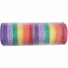 10 inch x 30 feet(10 Yards) Metallic Deco Poly Mesh Ribbon Easter Colorful