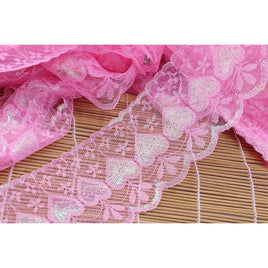 10 Yards Heart Lace Edge Trim 3.25"-Pink