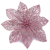 12pcs Glitter Poinsettia Flowers 6“- U Pick