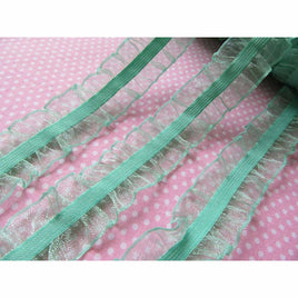 10 Yards 1" Organza Elastic Lace Trim,Mint Green