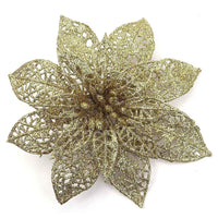 12pcs Glitter Poinsettia Flowers 6“- U Pick