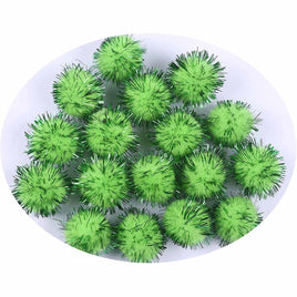 200pcs Glitter Tinsel Pom 5/8"(15mm) - Lime