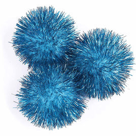 15pcs Glitter Tinsel Pom Balls 2 Inch - Blue