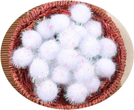 200pcs Glitter Tinsel Pom Balls 20mm-U PICK - White