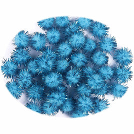 200pcs Glitter Tinsel Pom Balls 20mm-U PICK - Blue