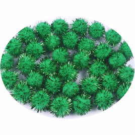 200pcs Glitter Tinsel Pom Balls 20mm-U PICK - Green