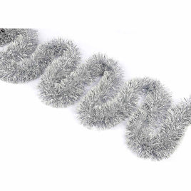 10y Thick Foil Tinsel Garland White Edge  x 3.5"- Silver